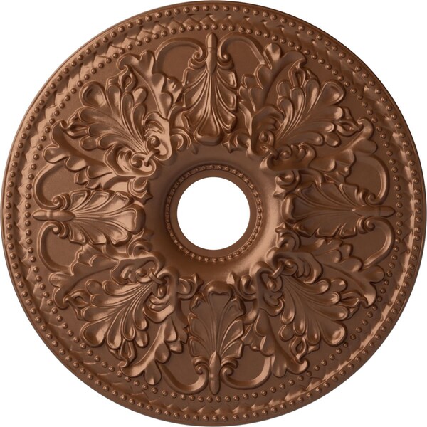Ekena Millwork Ashley Ceiling Medallion (Fits Canopies up to 4 3/4"), 23 7/8"OD x 4"ID x 2 1/8"P, Polished Copper CM23ASPOS - main